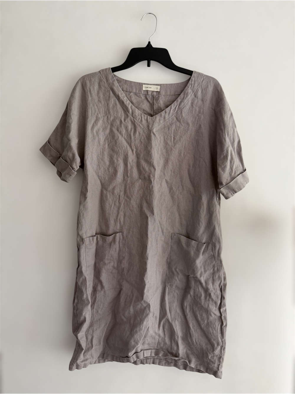 Grae Cove Purple Grey Linen Shirt Dress Size M Lagenlook Breathable Coastal Boho